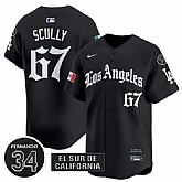 Men's Los Angeles Dodgers #67 Vin Scully Black Mexico 2025 LA Gothic Style With Fernando Patch Vapor Premier Limited Stitched Jersey Dzhi,baseball caps,new era cap wholesale,wholesale hats